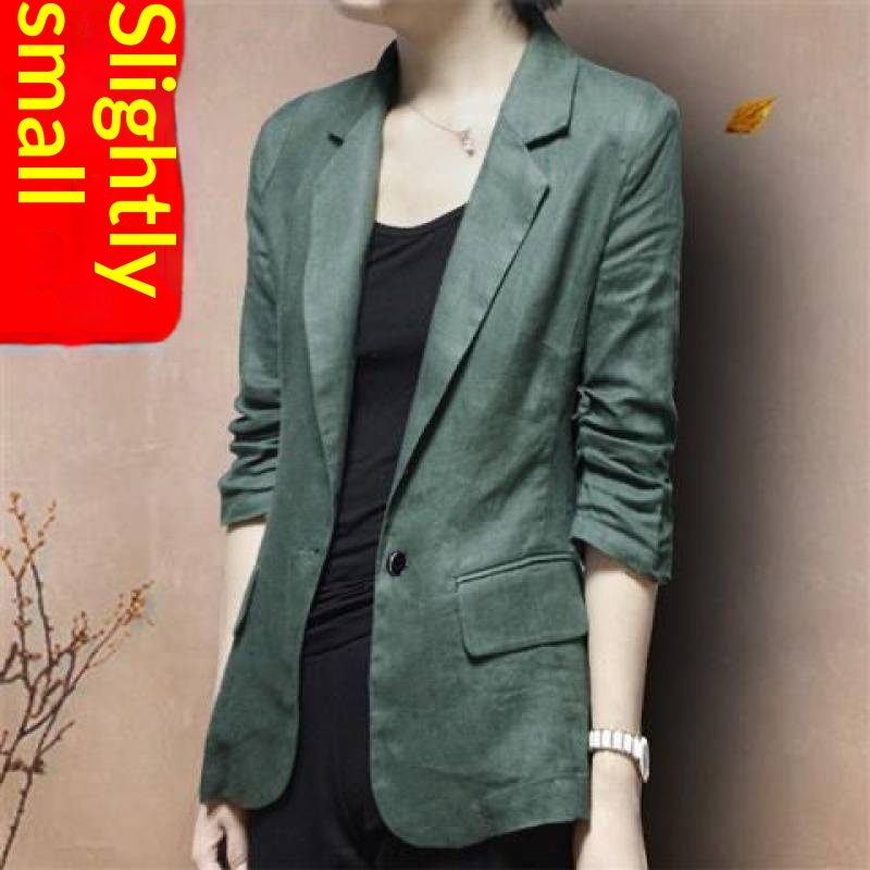 Summer Korean-Style British-Style Décontracté Cotton-Linen Suit Veste