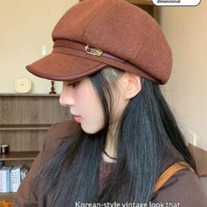 Béret Casquette Noir Rétro Artistique d'Inspiration Japonaise