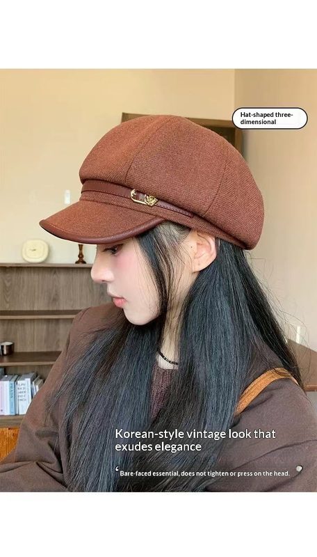 Béret Casquette Noir Rétro Artistique d'Inspiration Japonaise