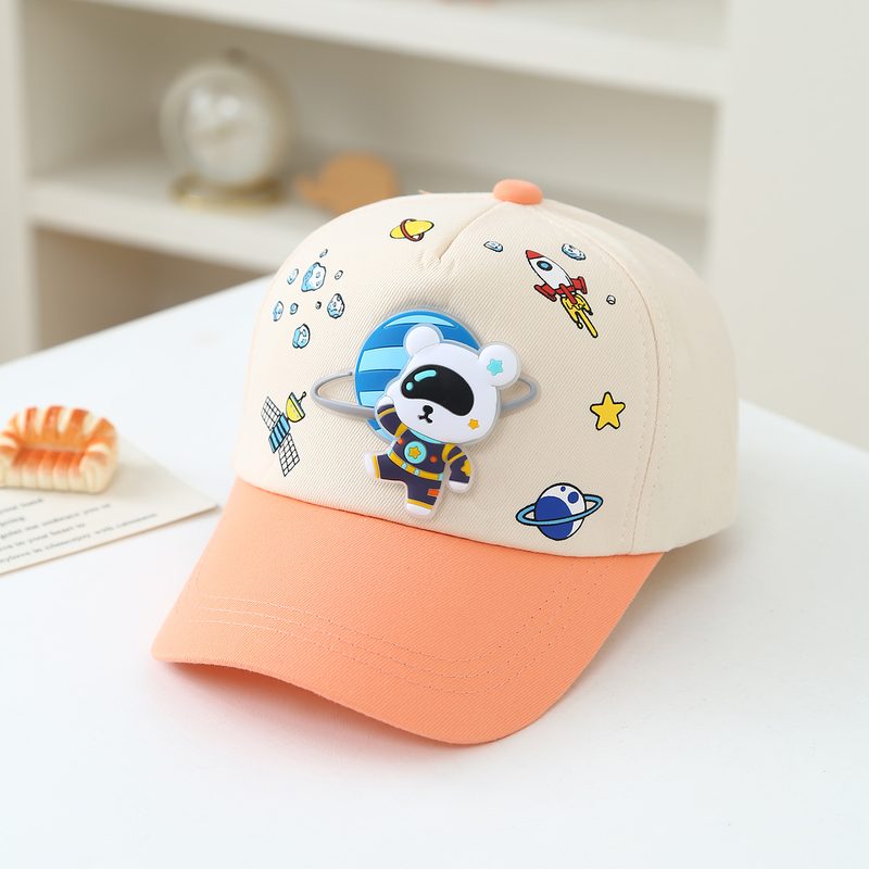 Space Bear Enfant' Baseball Casquette - Colorful Baby Plaid Chapeau With Cartoonish Cute Style - Suitable For Daily Use