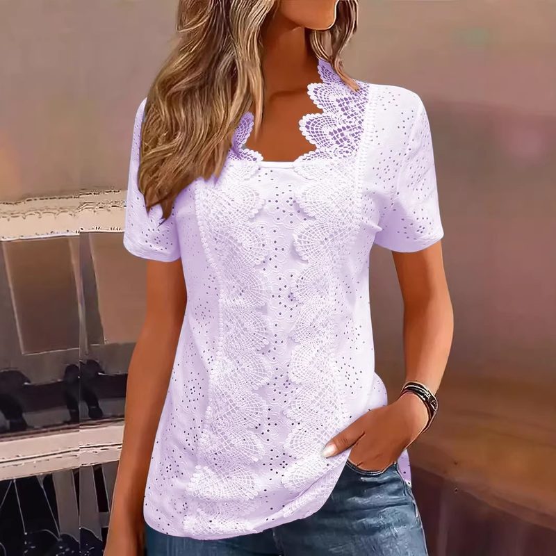 Springautumn Plus-Size Femme Décontracté Manches Courtes Top