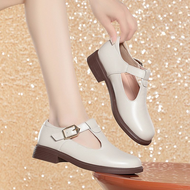 Chaussures Femme en Cuir à Bout Rond, Élégance Britannique, Grandes Tailles - Expédition Immédiate