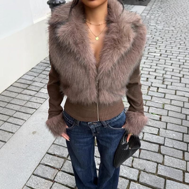 Veste en Maille Zippée Slim Polyvalente et Décontractée