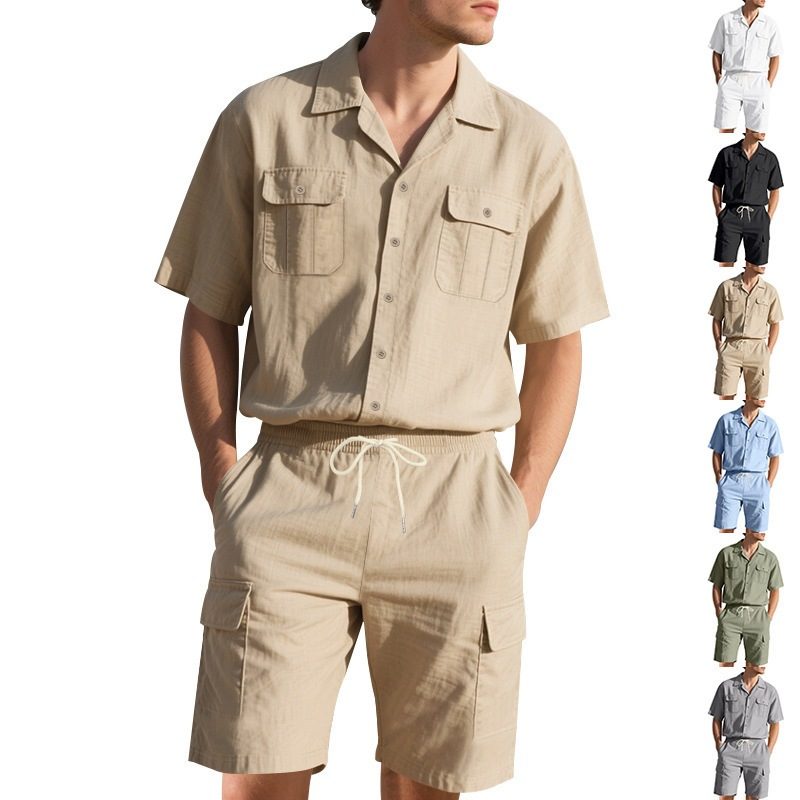 Ensemble Sportif & Décontracté : Haut à Manches Courtes et Short Esprit Workwear Uni