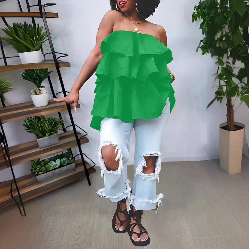 Top Bandeau Femme à Superpositions Multicouches et Effet Assemblé Sophistiqué