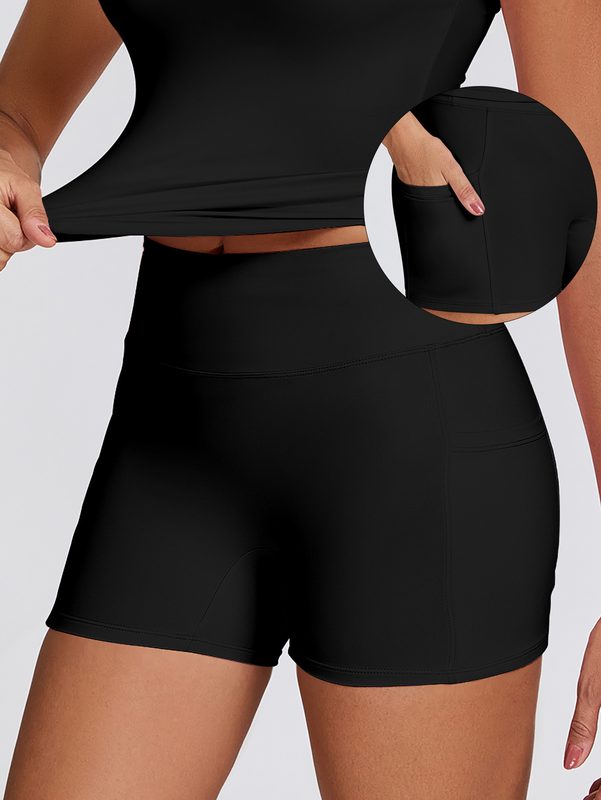 Femme Quick-Drying Yoga Outfit With Pockets Outdoor Running And Fitness Shorts