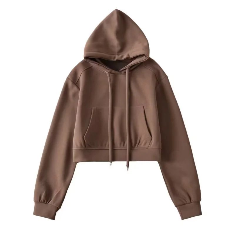 Hooded Cropped Sweatshirt Femme Décontracté Sports Veste