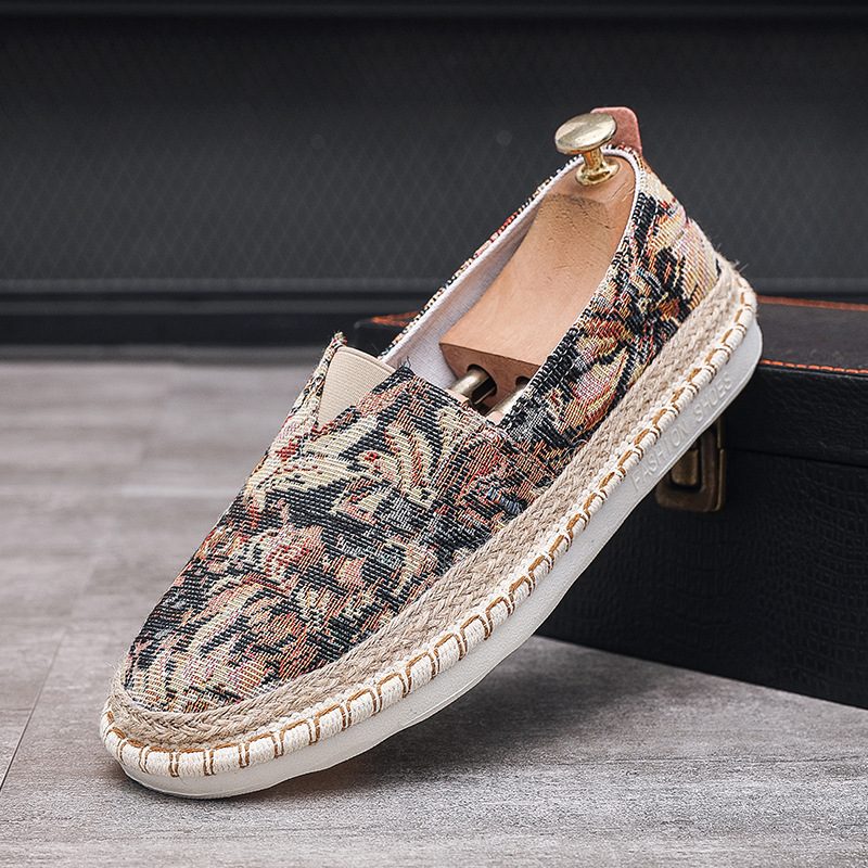 Slip-On Décontracté Fisherman Chaussures Embroidered With Floral Patterns