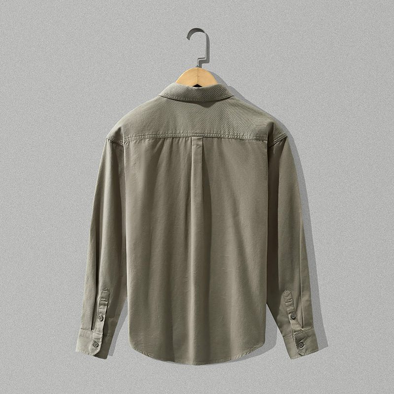 Ample-Fitting Versatile Manches Longues Cotton Shirt