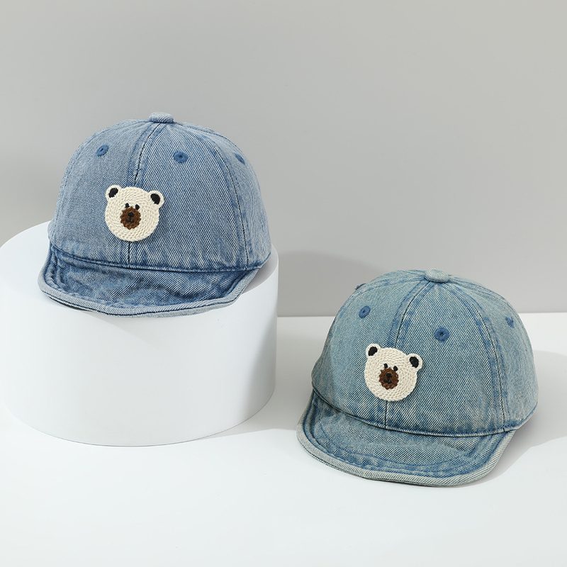 Summer Children'S Knit Teddy Bear Applique Floppy Brimmed Cute And Soothing Baby Baseball Casquette Suitable For Daily Commuting And Outdoor Wear