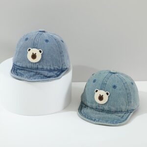 Summer Children'S Knit Teddy Bear Applique Floppy Brimmed Cute And Soothing Baby Baseball Casquette Suitable For Daily Commuting And Outdoor Wear