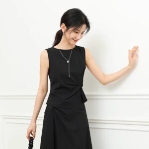 Sleeveless Summer Femme Mid-Length Robe Figure-Flattering And Slimming