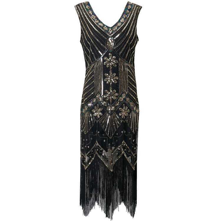 Femme Rétro Sequin And Beaded Robe