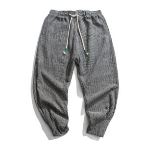 Pantalon Décontracté en Laine Épaisse à la Texture Rétro