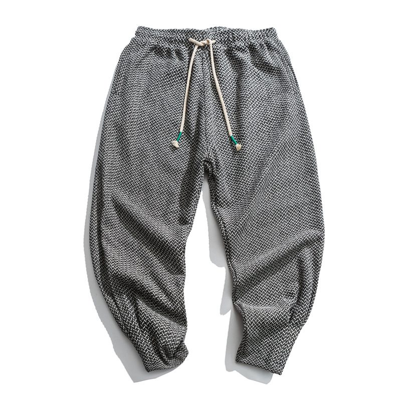 Pantalon Décontracté en Laine Épaisse à la Texture Rétro