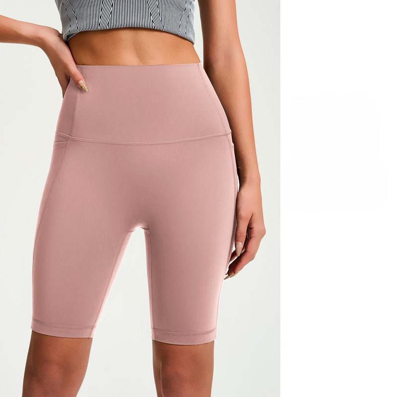 High-Waisted Tight Mid-Length Naked-Feel Yoga Shorts With Butt Lifting, Quick-Dry Fabric For Sports, Fitness And Outdoor Cycling Wear