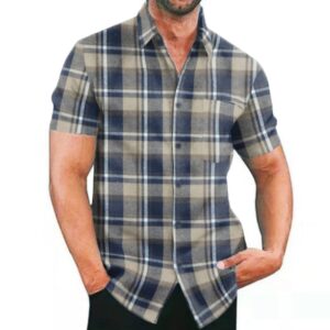 Décontracté Dyed-And-Woven Plaid Homme Shirt