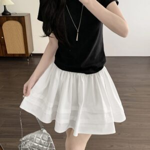 Springsummer Preppy-Style Commuter All-Match Pleated Tiered Jupe