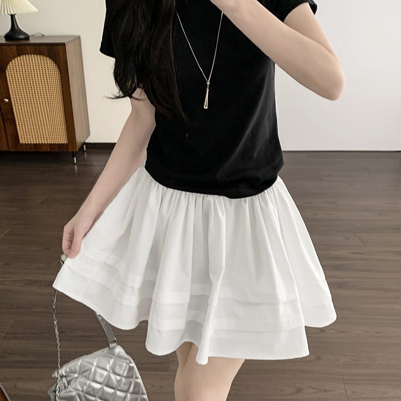 Springsummer Preppy-Style Commuter All-Match Pleated Tiered Jupe