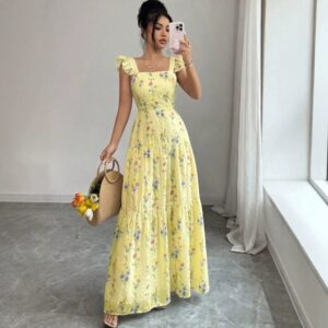 Femme Spaghetti-Strap Floral French-Style Robe