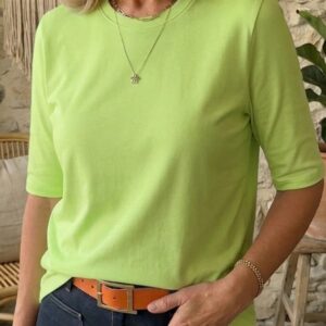 Confortable All-Match T-Shirt Décontracté Crew-Neck Regular Shoulder Half-Sleeve Top For Both Outerwear And Layering