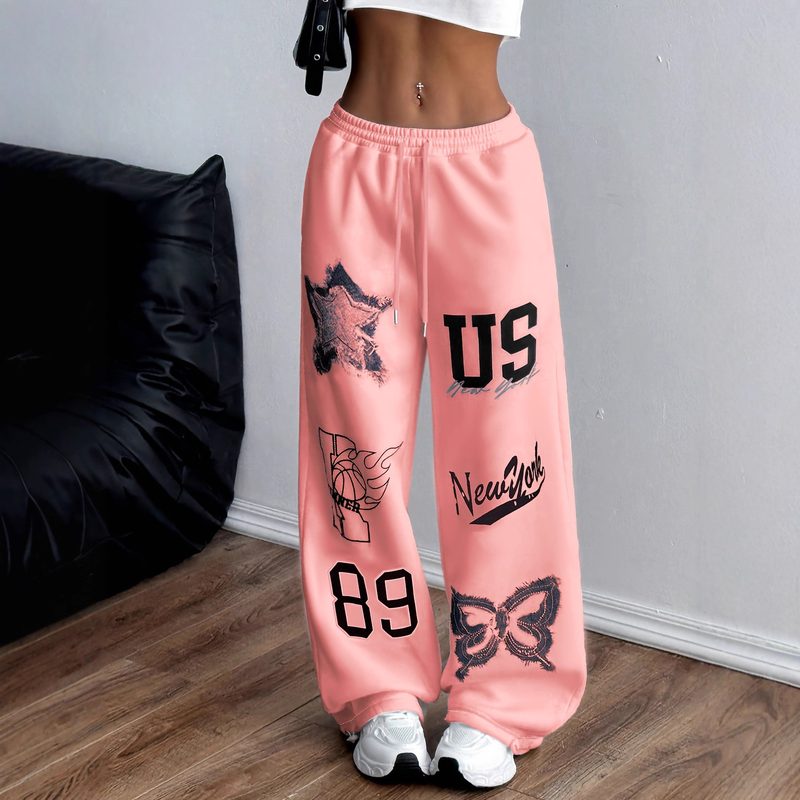Imprimé Décontracté Coupe Ample Wide-Leg Pantalon Bas De Jogging