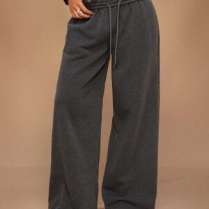 Pantalon Sportif Décontracté Ample à Jambes Larges, Doublé Velours Côtelé
