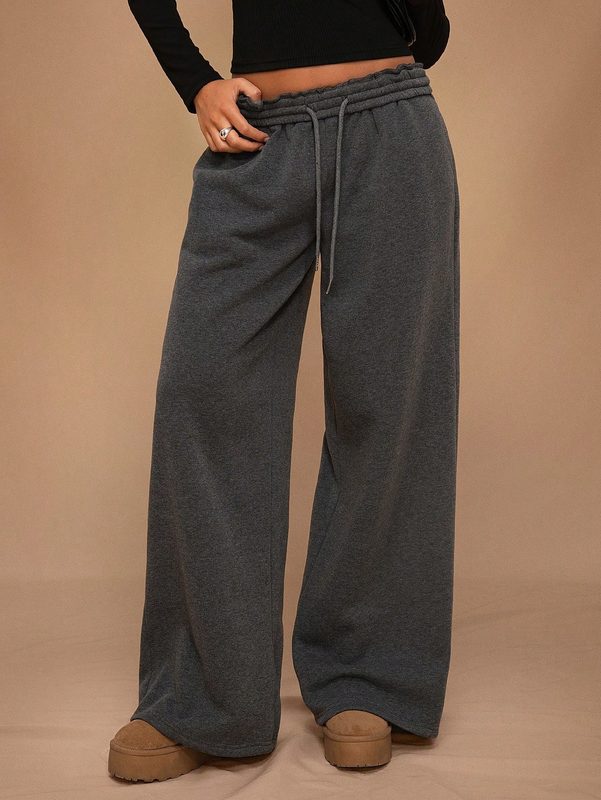 Corduroy-Lined Coupe Ample Wide-Leg Décontracté Sports Trousers