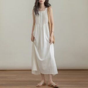 Summer Arrival Artistic Pleated Plus-Size Sleeveless Tank Robe