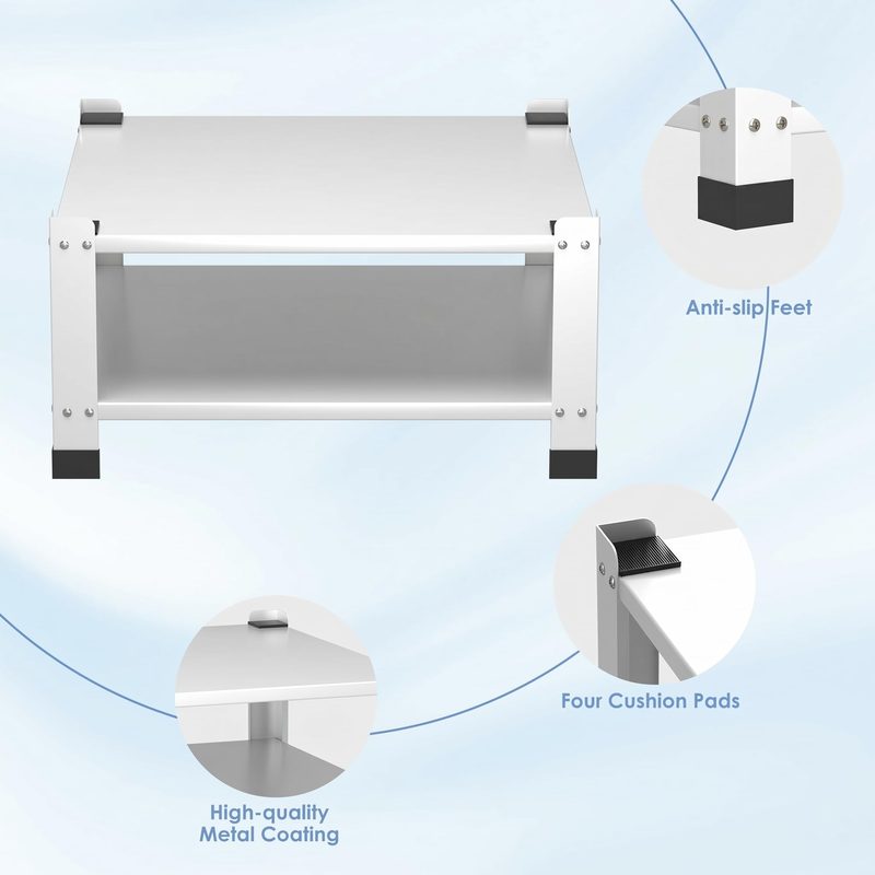 2 Pack Washer And Dryer Pedestals Stand, Heavy Duty Metal Laundry Pedestal With Storage Shelf, 28Inch Universal Fit Anti-Vibration Washing Machine Base Stand, 800 Lbs Capacity, 14Inch H, White