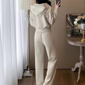 Ensemble Deux Pièces d'Inspiration Western : Hoodie Zippé et Pantalon Large Fluide