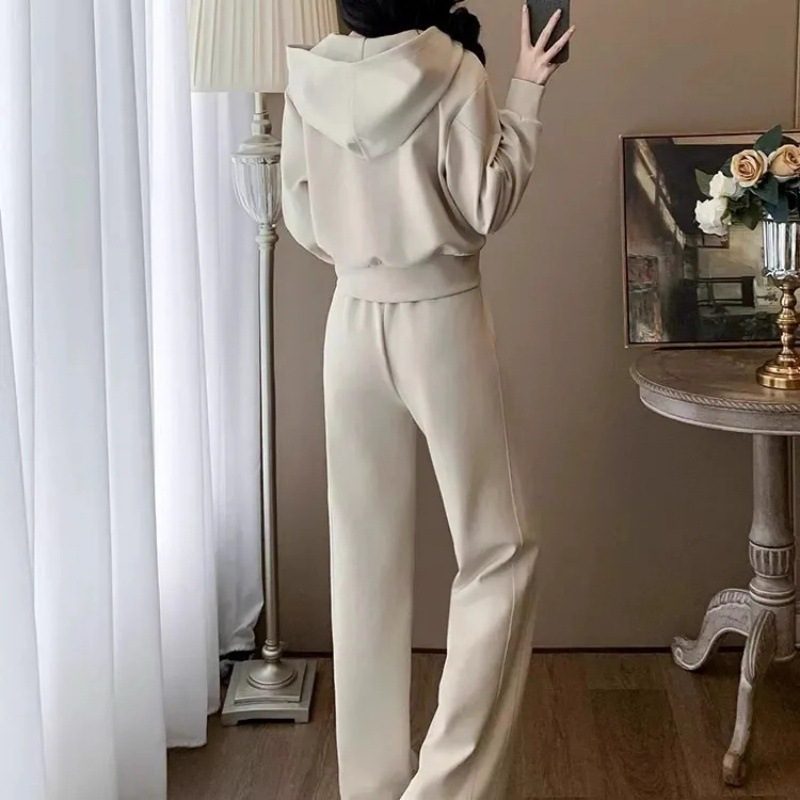 Ensemble Deux Pièces d'Inspiration Western : Hoodie Zippé et Pantalon Large Fluide