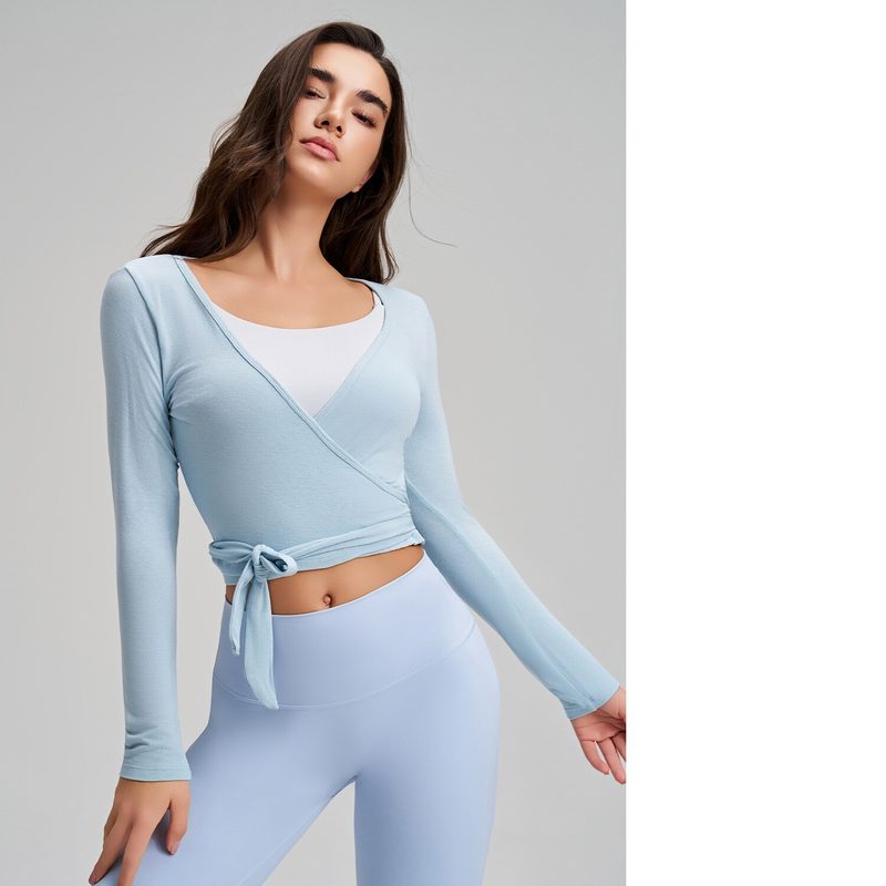 One-Piece Manches Longues Yoga Top With Tie Strap, High-End Outdoor Vêtements De Sport With Four-Way Stretch For Sports, Dance And Fitness