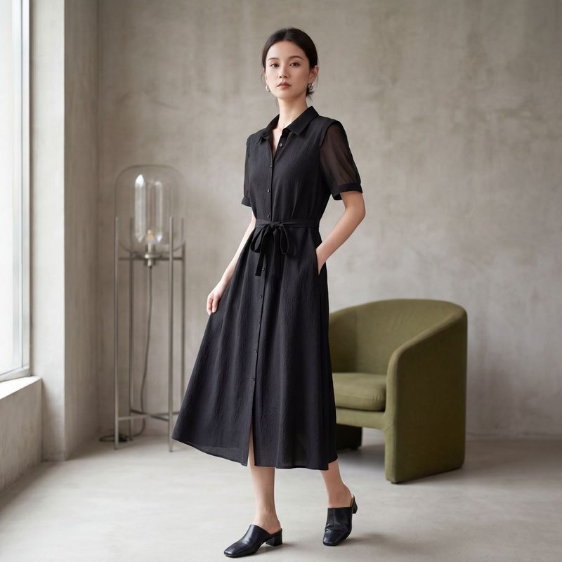 Robe en Soie Jacquard pour Femme