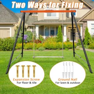 Swing Sets For B Ackyard, Swingset Outdoor , Toddler Porch Swing, Metal A-Frame Swing Stand For Indoor, A Dult B Ackyard Swing Frame, Easy To Assemble, Orange Without Swing