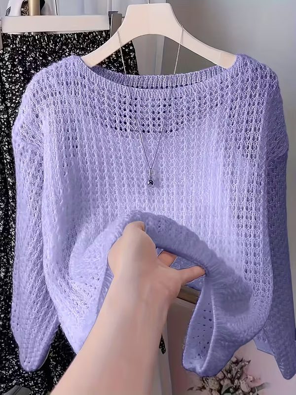 Haut Femme Uni Ajouré, Polyvalent et Respirant
