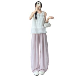 Washed Tencel Lyocell Linen Wide-Leg Pantalon