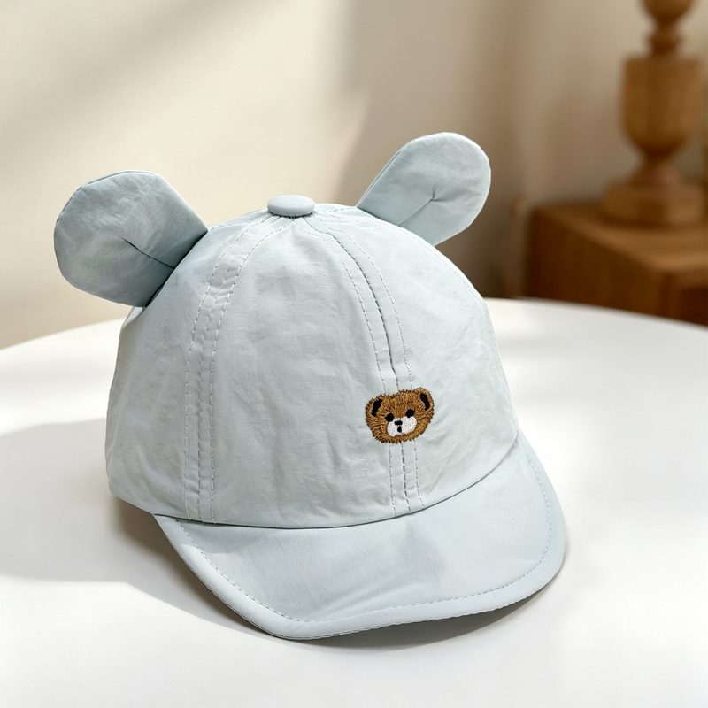 Cute Embroidered Little Bear Three-Dimensional Ears Baby Baseball Casquette, Summer Light Style, Baby Sunshade Soft Brim Chapeau