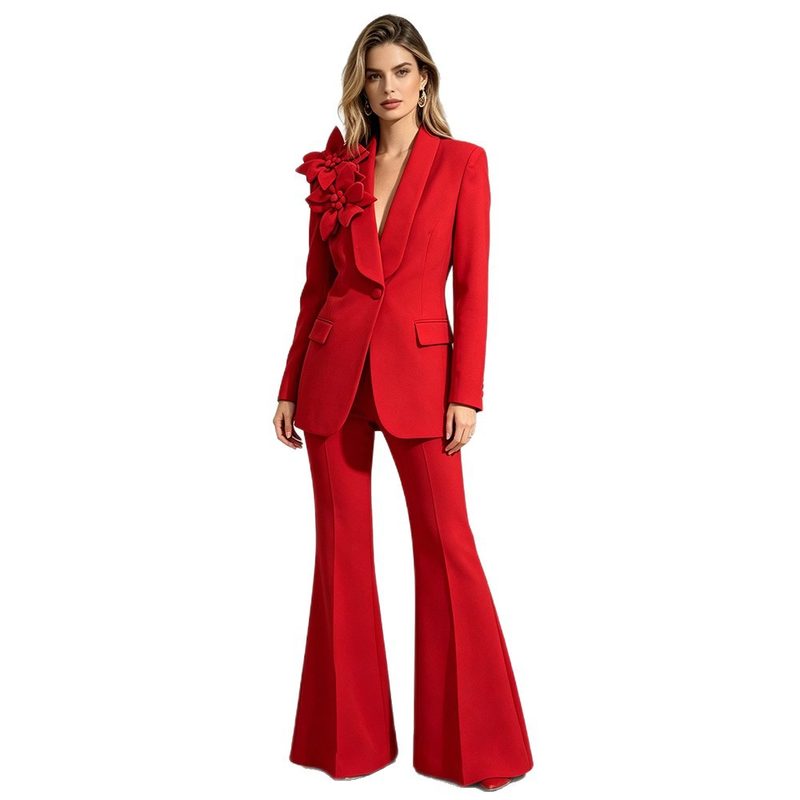 Uni Color Flower Ample Suit Set