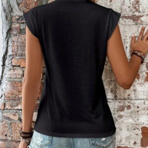 Femme Round-Neck Manches Courtes Sleeveless Versatile Décontracté Top