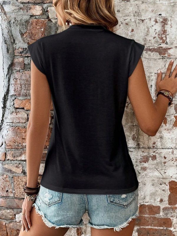 Femme Round-Neck Manches Courtes Sleeveless Versatile Décontracté Top