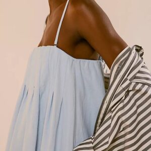 Patchwork Cotton Off-Shoulder Strap Maxi Robe
