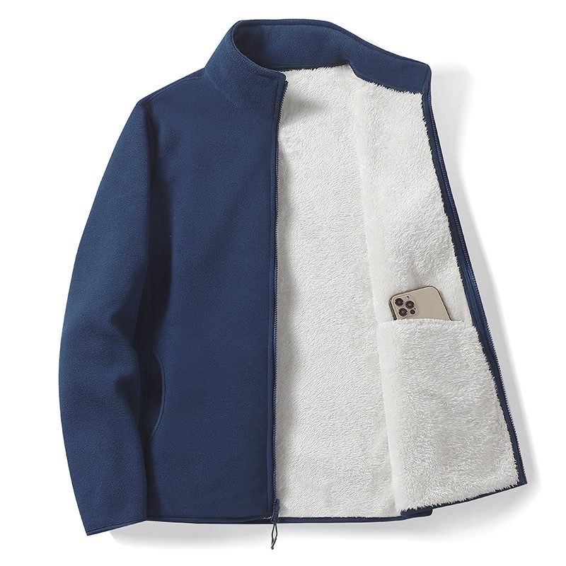 Fleece-Lined Stand-Collar Cardigan Fleece Veste