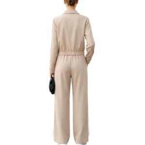 Fallwinter Stand-Collar Zip-Up Short Sports Veste And Side-Striped Wide-Leg Pantalon Two-Piece Set