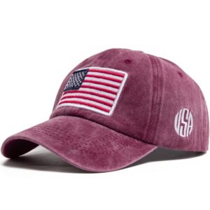 And Identical National Flag-Style Side-Stitched Letters Distressed And Rounded Edges Soft-Top Adjustable Rétro Baseball Casquette Suitable For Outdoor Sports, Camping And Daily Use