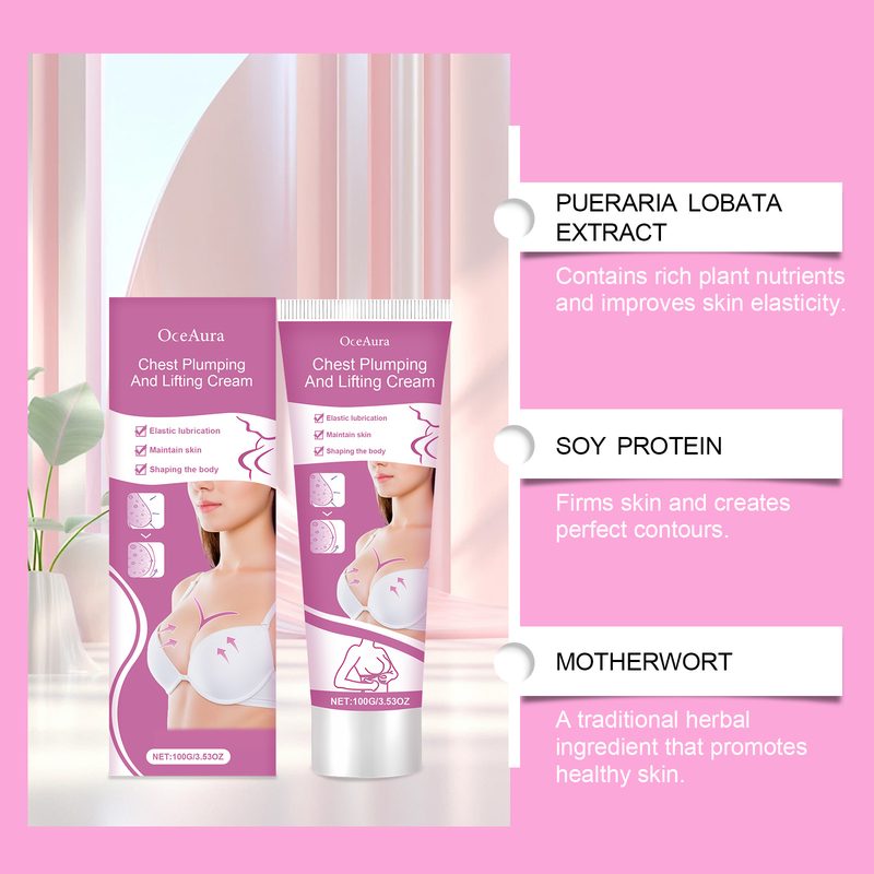 Chest Plumping Lifting Massage Cream, Breast Firming Moisturizing Care Lotion , Deep Hydrating Shaping Bust Cream With Vitamin E & Soy Protein