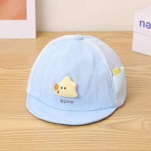 Children'S Three-Dimensional Cartoon Triangular Dinosaur Sticker Patchwork Net Fabric Respirant Cute Short Brim Baseball Casquette For Travel And Sports