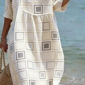 Col Rond Premium Manches Longues Imprimé Robe