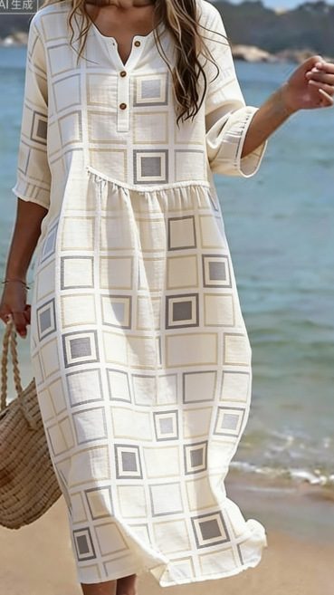 Col Rond Premium Manches Longues Imprimé Robe