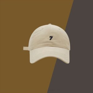 And Identical Embroidered Number 7 Distressed Washed Adjustable All-White Décontracté Minimalist Rétro Baseball Casquette Suitable For Daily Outings And Commuting Outfits